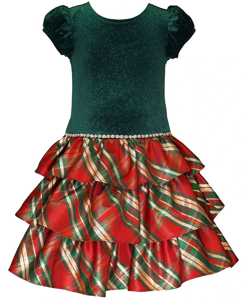 Bonnie Jean Girls 7-16 Short Sleeve Tiered Plaid Dress