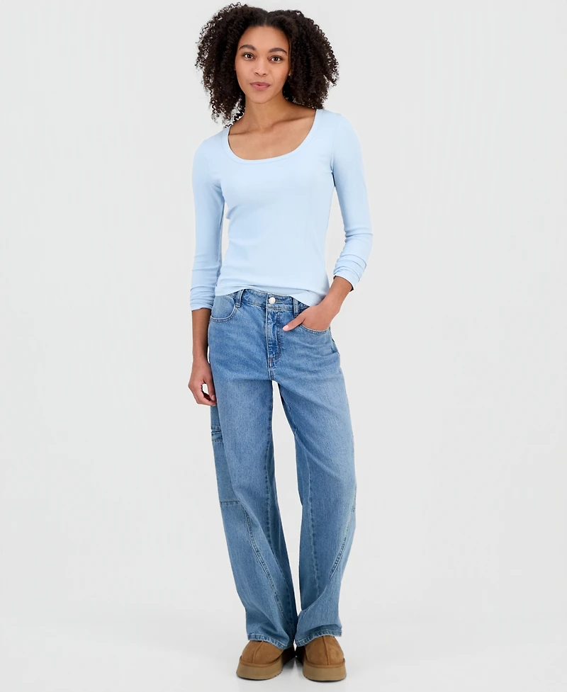 Self Esteem Juniors' Basic Soft Rib Long-Sleeve Top