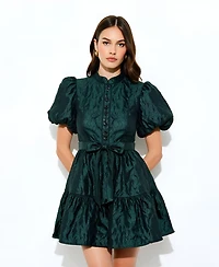 Modenaire Women's Jacquard Puff-Sleeve Mini Dress