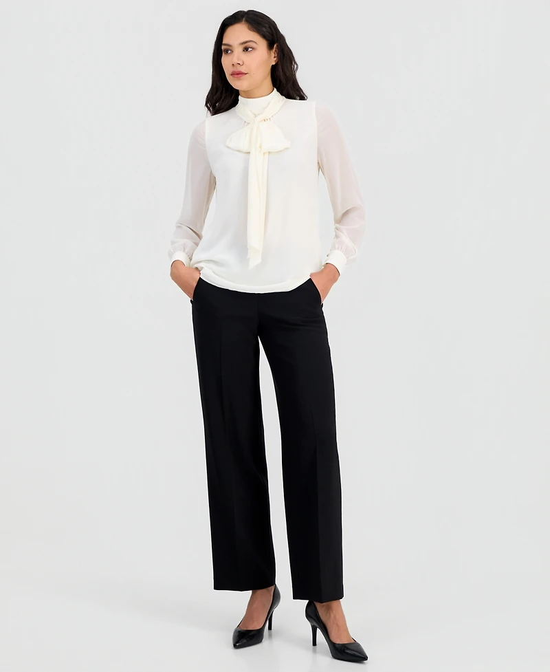 Anne Klein Women's Long-Sleeve Tie-Neck Blouse
