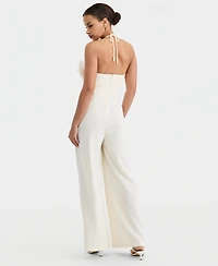 Bar Iii Women's Rosette Halter Neck Wide-Leg Jumpsuit, Macy's Exclusive