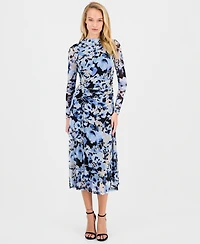 Anne Klein Women's Printed Ruched A-Line Midi Dress
