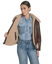 Levi's Women's Regular Reversible Sherpa to Faux Leather Aviator Jacket