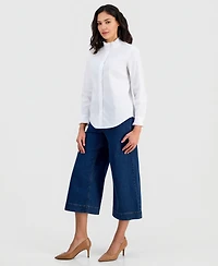 Anne Klein Women's Pleated-Trim Button-Down Shirt