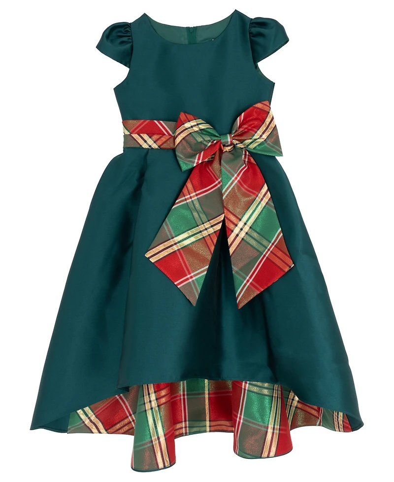 Rare Editions Girls 2T-6X Mikado Plaid Hi-Lo Dress