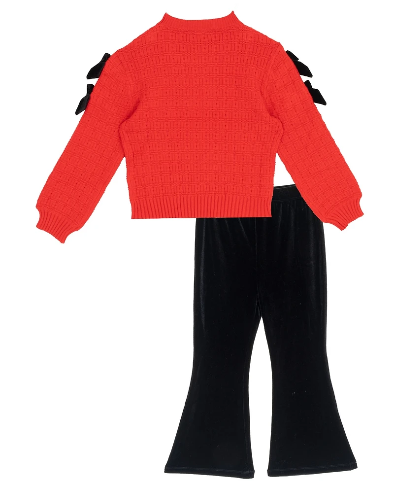 Rare Editions Girls 4T-6X 2-Piece Textured Sweater and Flare Pants Set