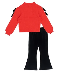 Rare Editions Girls 4T-6X 2-Piece Textured Sweater and Flare Pants Set