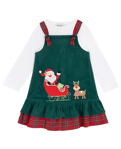Rare Editions Girls 2T-6X 2-Piece Long Sleeves Top and Applique Detail Jumper Set