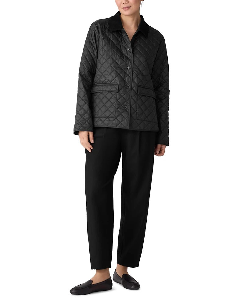 Eileen Fisher Petite Classic Collar Quilted Jacket