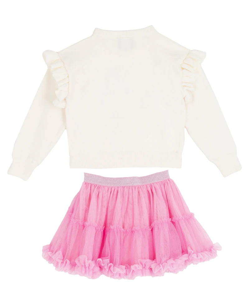 Rare Editions Girls 2T-6X 2-Piece Crewneck Sweater and Ruffled Tutu Set