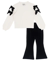 Rare Editions Girls 4T-6X 2-Piece Textured Sweater and Flare Pants Set