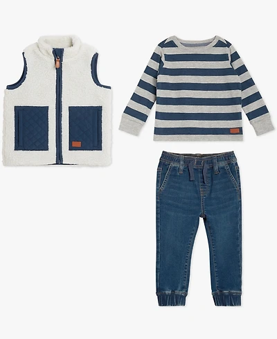 7 For All Mankind Baby Boys 3-Piece Sleeveless Vest, T-Shirt and Jeans Set