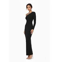 Jendue Women's Aurora One Shoulder Denim Maxi Dress