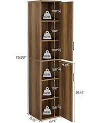 Tribesigns 75.39-Inch Tall Wood Storage Cabinet with 6 Shelves, Narrow Kitchen Pantry