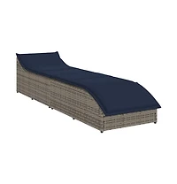 Folding Sun Lounger Grey Pe rattan Standard Foldable