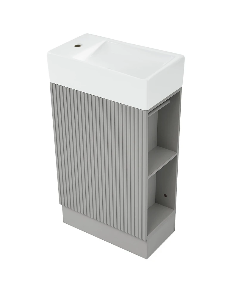 Casainc 18.6" Bathroom Vanity with Sink, Two-Tier Shelf, Left or Right Orientation, Cabinet