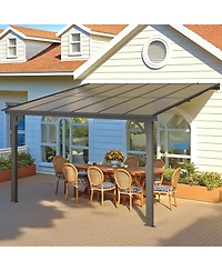 Aecojoy 12'x10' Adjustable Height Wall Mounted Outdoor Gazebos Pergola