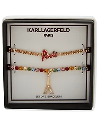 Karl Lagerfeld Paris 2-Pc. Glass Stone Gold-Tone Paris Slider Bracelet Set