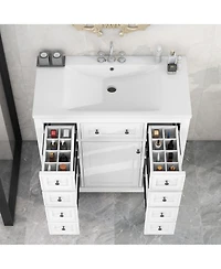 Casainc 36" Bathroom Vanity with Sink Combo, One Cabinet and Six Drawers, Solid Wood and Mdf Board