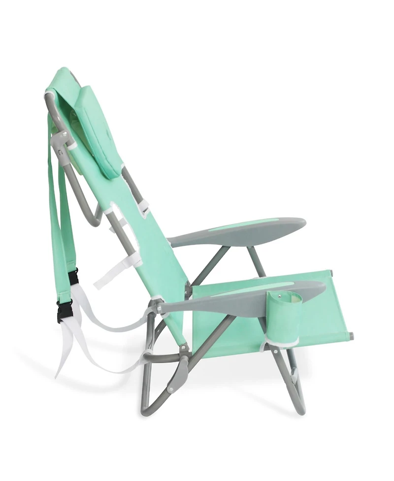 Ostrich On-Your-Back Outdoor Reclining Beach Lounge Pool Camping Chair, Teal