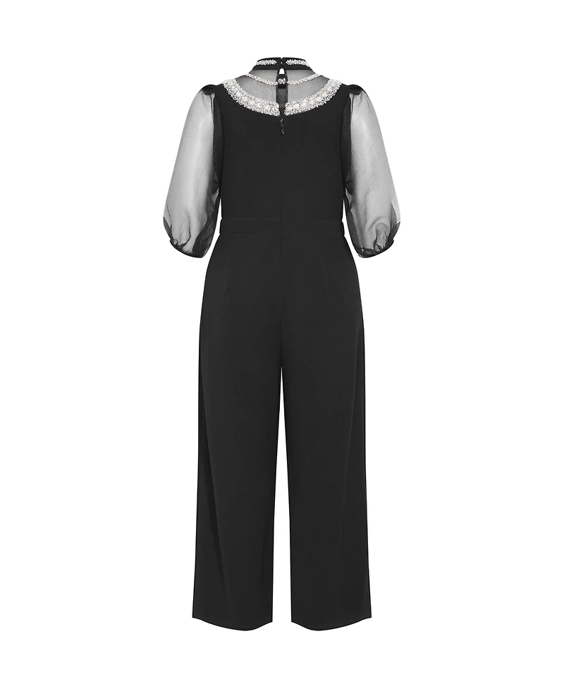 City Chic Women's Phoenix Sheer Sleeve Jumpsuit