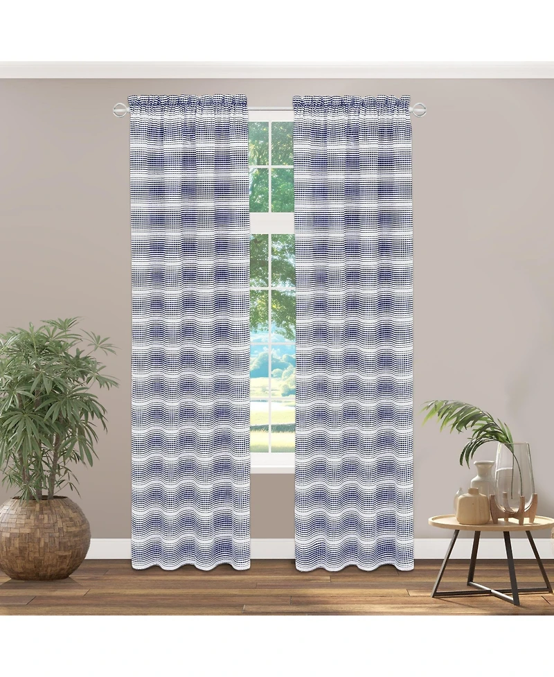 Kate Aurora 1 Piece Isabelle Abstract Rod Pocket Semi Sheer Window Curtain Panel