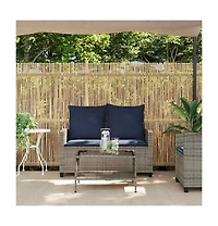 vidaXL Garden Sofa Grey Pe rattan, powder-coated steel, tempered glass