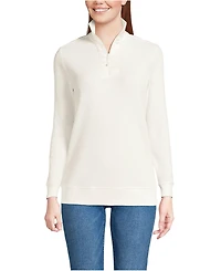 Lands' End Women's Long Sleeve Waffle Quarter Zip Pullover