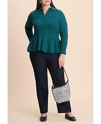 Eloquii Women's Peplum Zipper Sweater