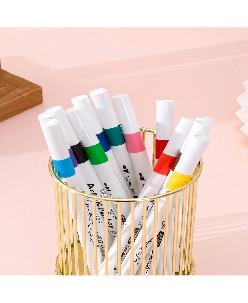 Htutwoo 48 Colors Acrylic Paint Markers, Strong Coverage Quick Dry Waterproof for Home School Glass Metal Wood Ceramic Using