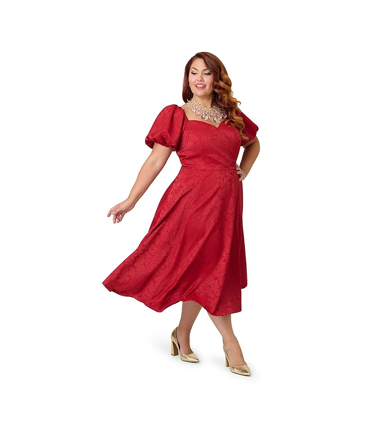 Unique Vintage Plus Jacquard Sweetheart Swing Dress