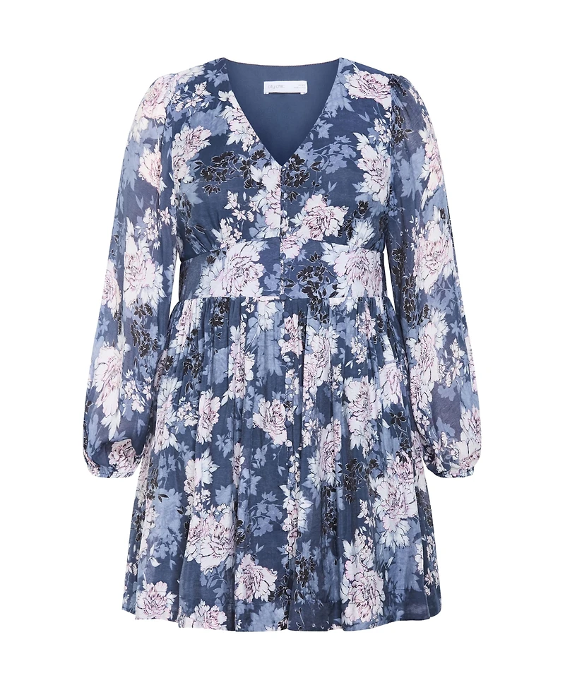 City Chic Women's Silver Blossom Mini Dress