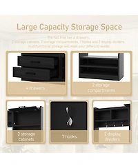 4-in-1 Detachable Hall Tree with Storage and 7 Hooks, Multiple Functions Hallway Coat Rack Drawers Cabinet, Shoe Bench