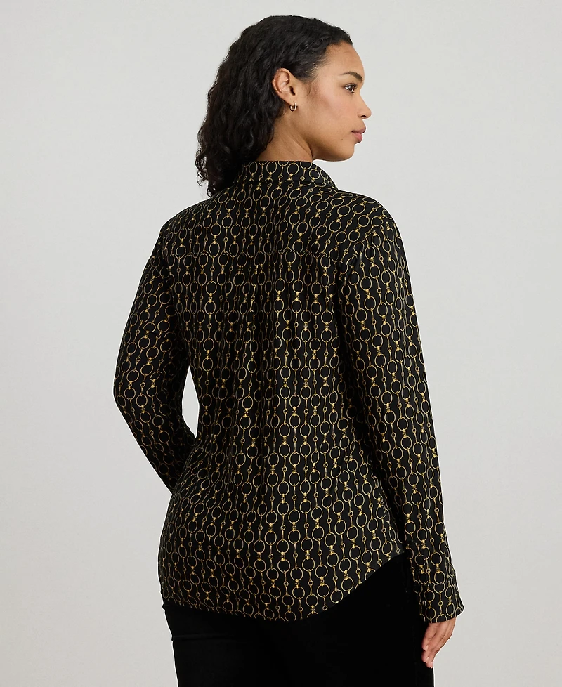 Lauren Ralph Plus Slim Fit Chain-Print Jersey Shirt