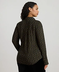Lauren Ralph Plus Slim Fit Chain-Print Jersey Shirt