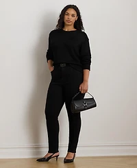 Lauren Ralph Plus Cotton-Blend Crew Neck Sweater