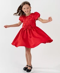 Rare Editions Girls 2T-6X Embellished Short Sleeve Dress