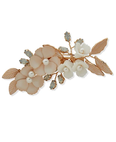 lonna & lilly Gold-Tone Dynamic White Imitation Pearl Flower Pin