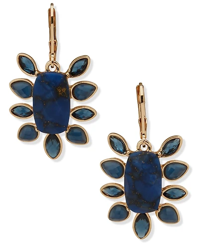 lonna & lilly Cubic Zirconia and Recon Stone Gold-Tone Cluster Drop Earrings