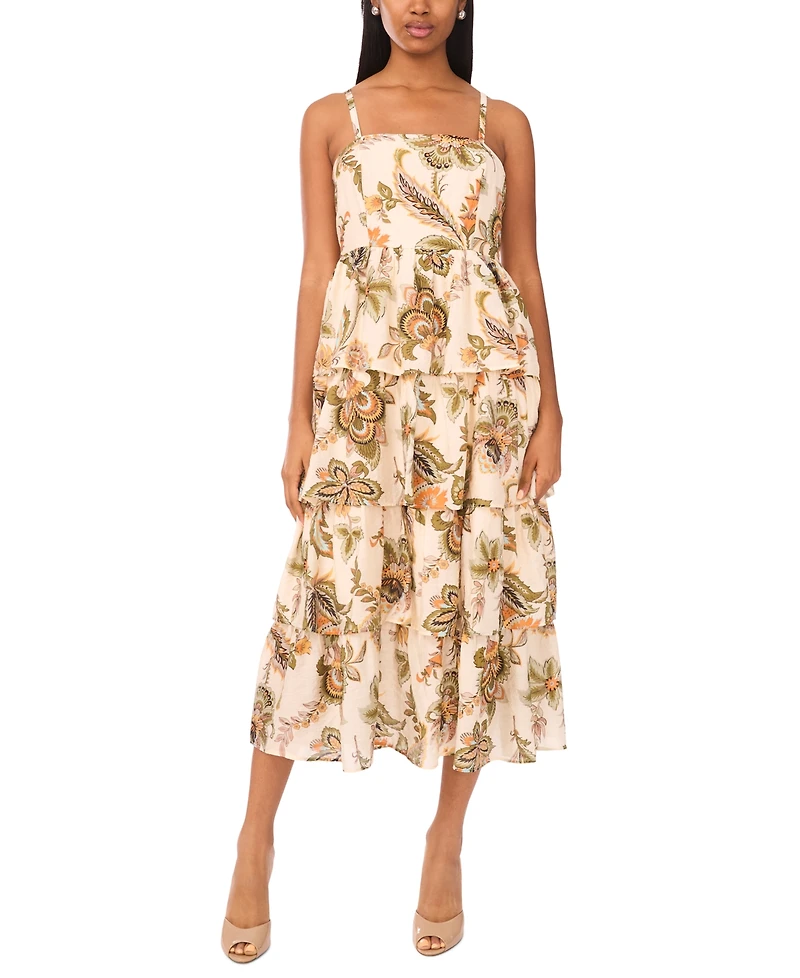 Msk Women's Sleeveless Tiered Midi Dress