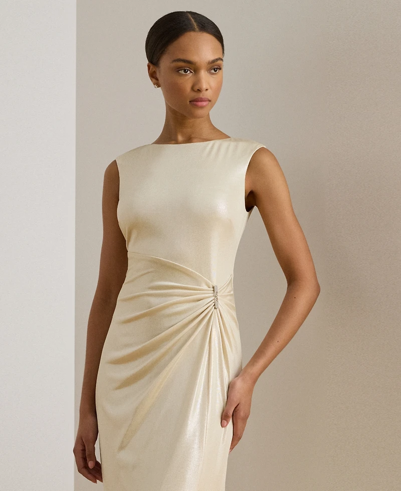 Lauren Ralph Women's Buckle-Trim Metallic Gown