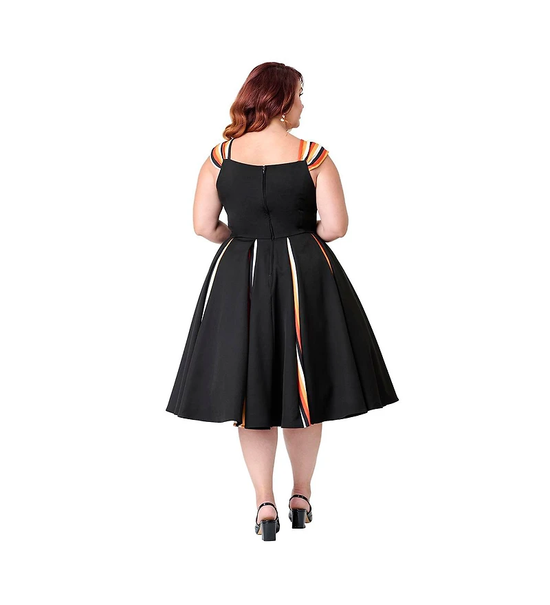 Unique Vintage Plus Square Neck Sleeveless Godet Swing Dress