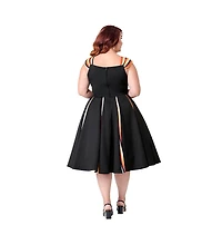 Unique Vintage Plus Square Neck Sleeveless Godet Swing Dress