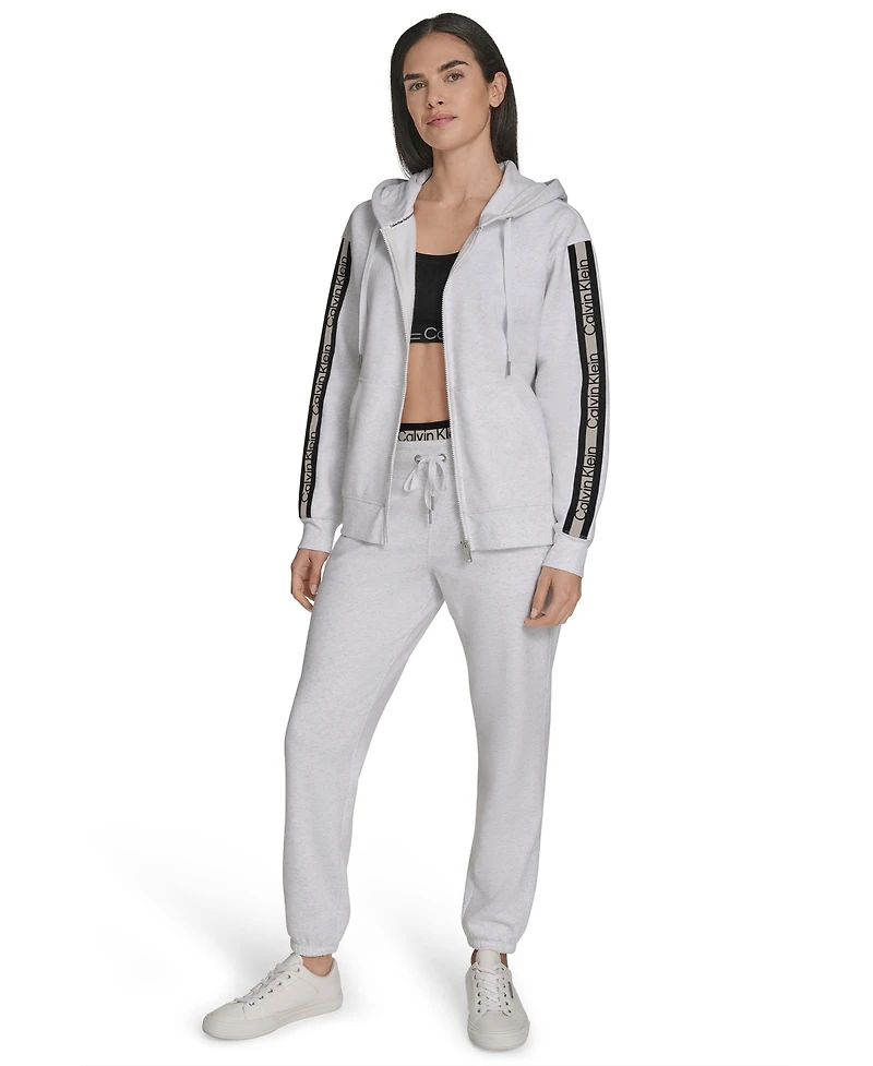 Calvin Klein Women's Fleece Logo Tape Hoodie Jacket