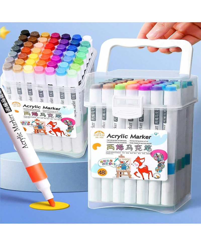 Htutwoo 36 Colors Acrylic Marker Pens For Diy Art Painting, Waterproof & Quick-Dry, For Student Art, Anime,Drawing Supplies Back To School