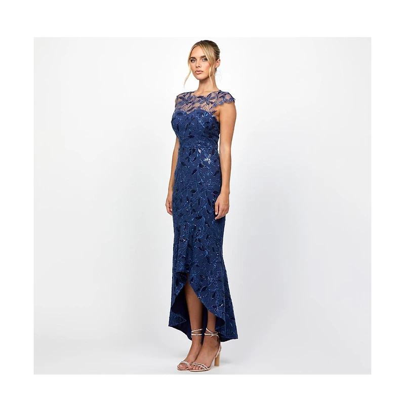 Bariano Women's Phoebe Cap Sleeve Hi Lo Dress