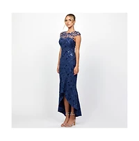 Bariano Women's Phoebe Cap Sleeve Hi Lo Dress