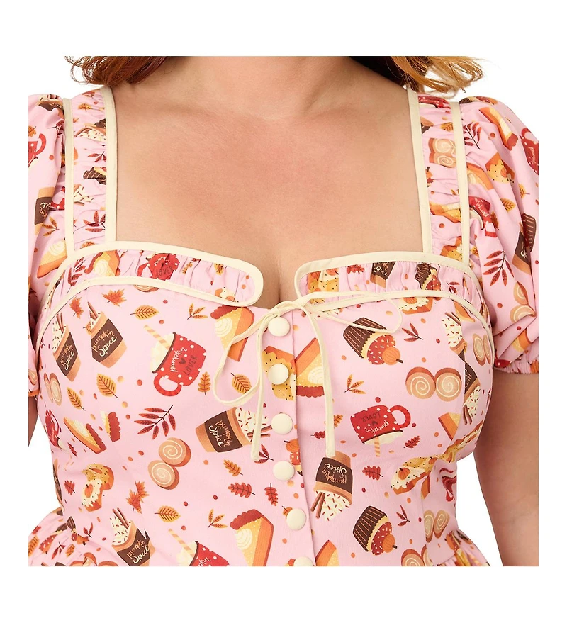Unique Vintage Plus 1940s Sweetheart Button Front Swing Dress