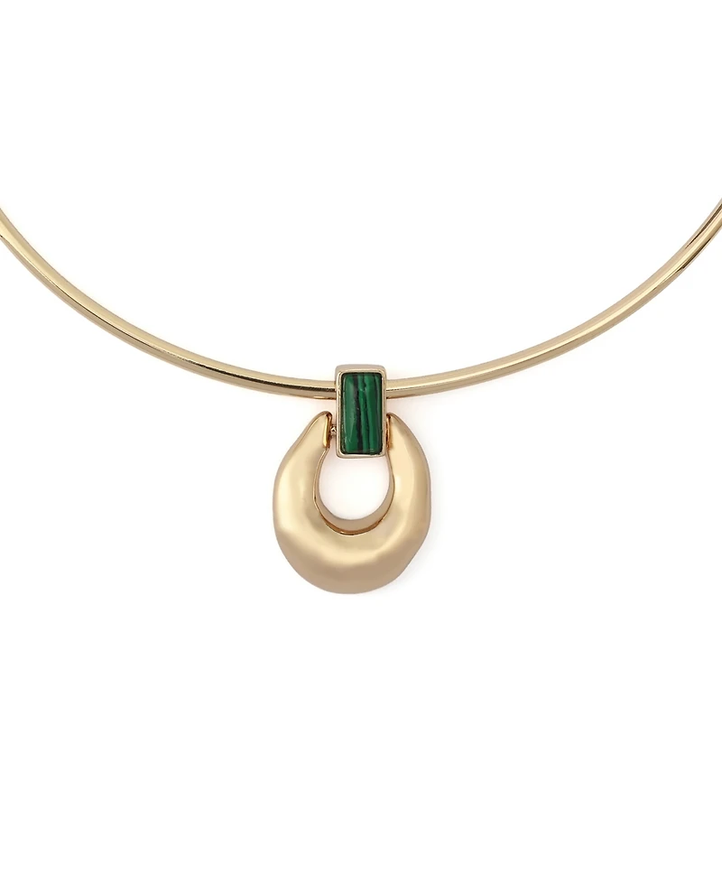 Robert Lee Morris Soho Malachite Molten Disc Pendant Wire Necklace