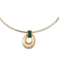 Robert Lee Morris Soho Malachite Molten Disc Pendant Wire Necklace